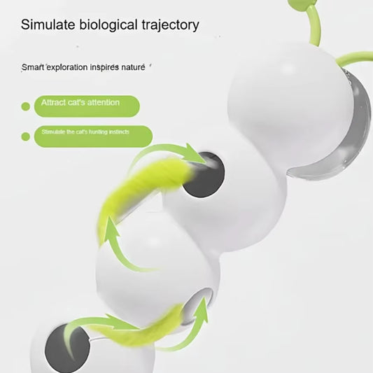 Caterpillar Pet Cat, Caterpillar Toy, Electric Self-Entertainment and Boredom Relief Device, Suction Cup Interactive Smart Pet C